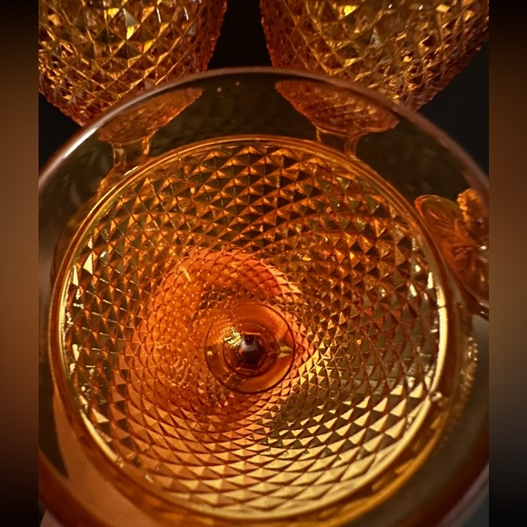 AMBER DIAMOND POINT GOBLET GLASS BY IVIMA SET OF 7 - Picture 7 of 7